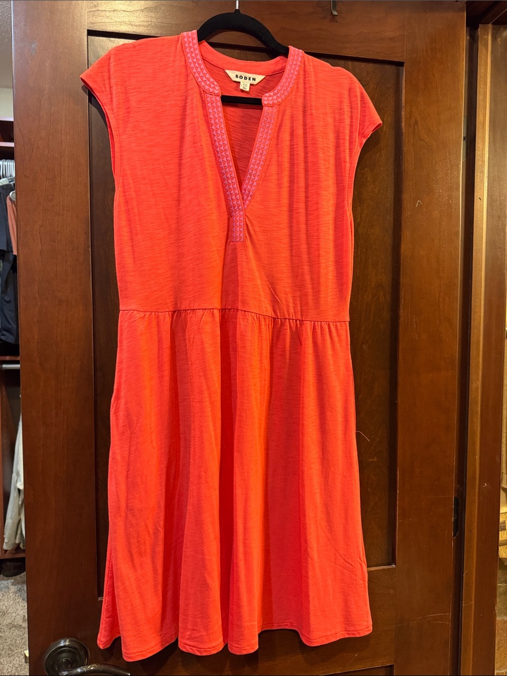 Boden Bright Coral Knit Dress